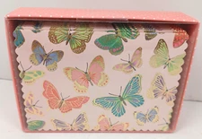 Elum Blank Note Cards with Envelopes Shiny Butterflies Set of 12 NOS
