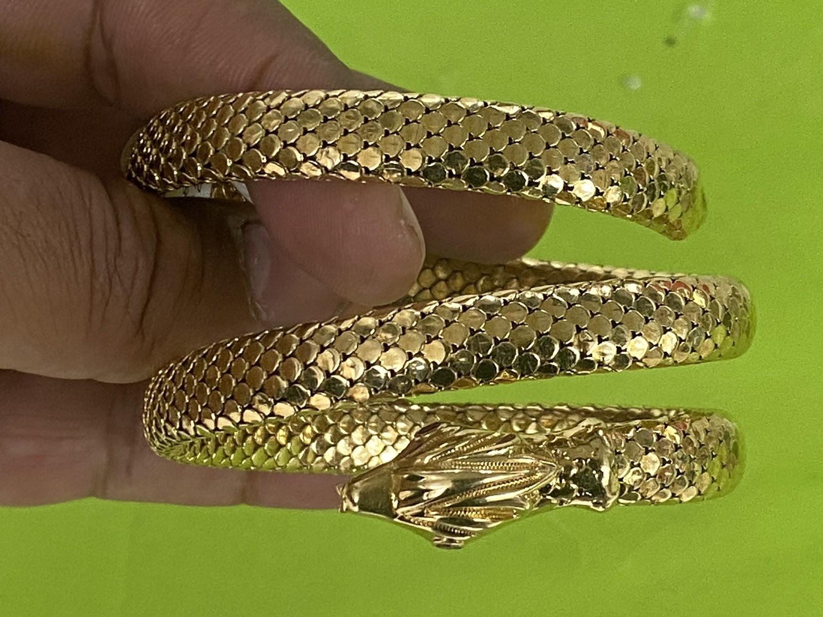 Italy Solid 18K Gold Custom Dragon 🐉 Ruby Eyes F… - image 8