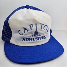 Vintage USA MADE Capitol Adhesives Mesh Trucker Hat Snapback Dad Cap