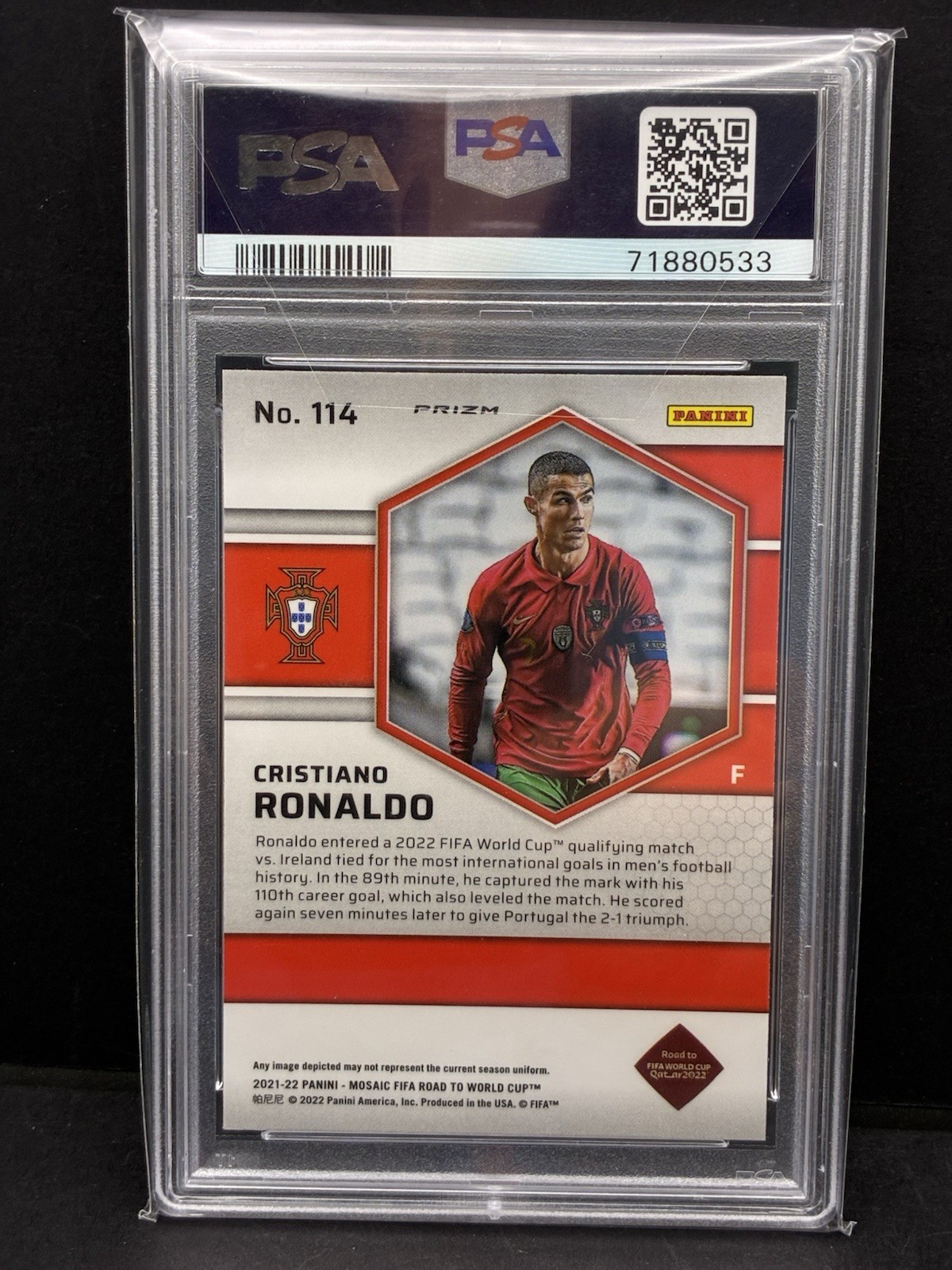 Cristiano Ronaldo  2021 Mosaic FIFA Reactive Gold #114  PSA 10 POP 26! view 2