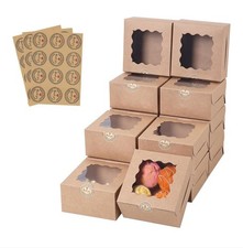 36 pcs 6x6x3 Inches Small Cake Box with Window, Bakery Pastry Cookie Boxes
