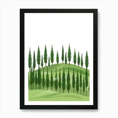 Cypress Trees In The Field Art Prin Framed Wall Art Poster Canvas Print Picture
