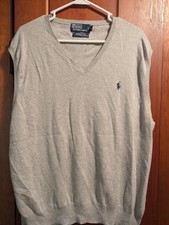Polo Ralph Lauren Men's Gray V Neck Sleeveless Knit Sweater Vest Size XXL