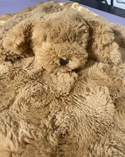 Cloud Island Brown Puppy Dog Lovey Security Blanket Golden Satin Baby Toy Plush