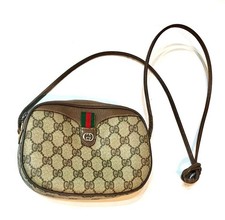 Mini borsa a tracolla Gucci GG vintage con porta smartphone linea sherry tela