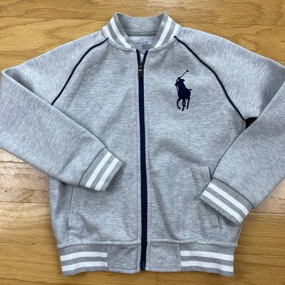 Polo Ralph Lauren Performance Full Zip Big Pony Jacket Boys Sz 7 Gray