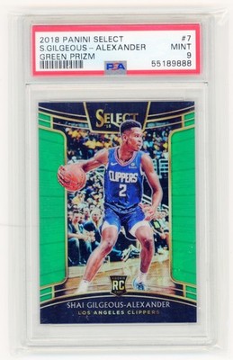 2018-19 Panini Select Shai Gilgeous-Alexander RC Green Prizm 2/5 JSY # PSA 9
