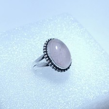 Rose Quartz Gemstone : 925 Sterling Silver Handmade Ring 12 US - Gift for Her