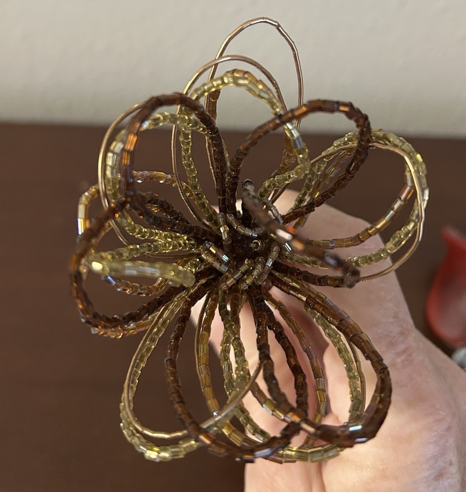 Murano Style Sparkling Rose Gold And Sparkly Beads Red Gold Wine Topper Lot Of 2