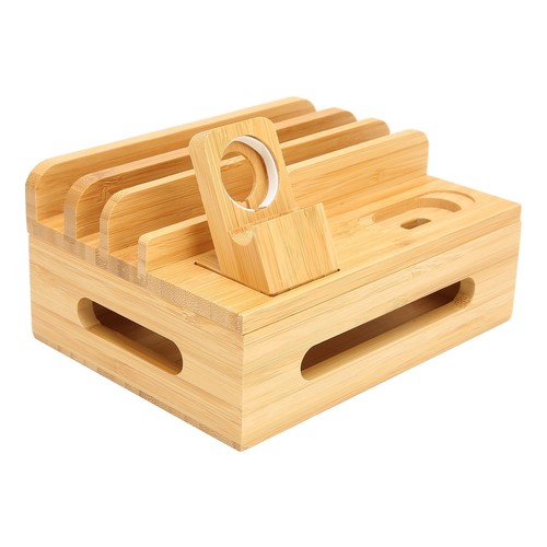 .›Bamboo Charging Station Rack Multifunctional Bamboo Multi Device Charging - Picture 12 of 22
