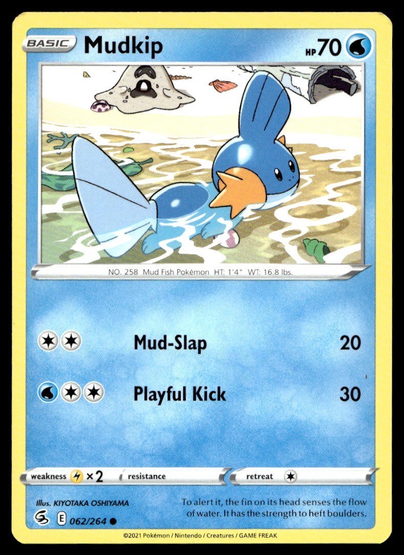 Mudkip 62/264 Pokemon Card Fusion Strike Common 70 HP Lightly Played DU