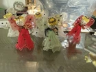 LOT OF 6 Delta VINTAGE CHENILLE PIPE CLEANER Tulle CHRISTMAS ANGELS ORNAMENTS