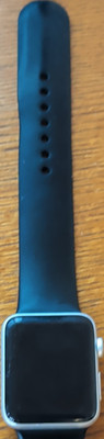 Apple Watch Series 2 42mm Silver Aluminum Black Silicone Band Heart Rate