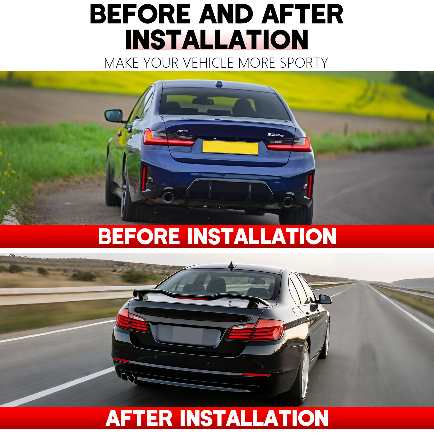 Gloss Black Rear Trunk Spoiler Lip Roof Tail Wing 53" For Audi R8 Coupe 2020-24