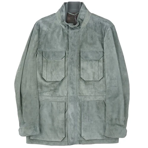 Brett Johnson Green Soft Calf Suede Leather 'Lugano' Field Jacket 3XL (Eu58) NWT - product listing photo