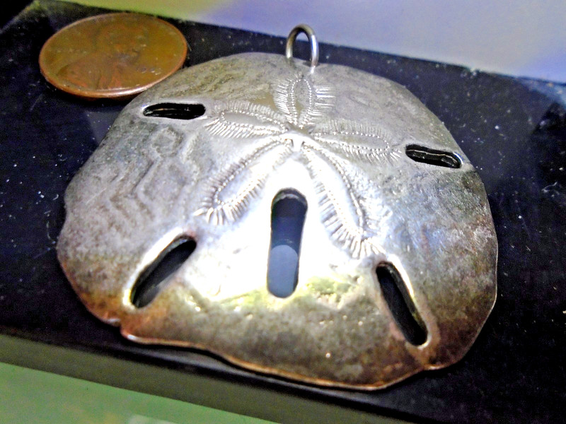 Silver Plated -SAND DOLLAR Pendant- Large 1.75"- U.K made