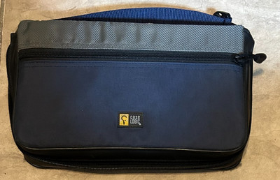 Case Logic CD Case Blue &Gray Carry Case  Book Zip Holds 24 Discs CD DVD Storage