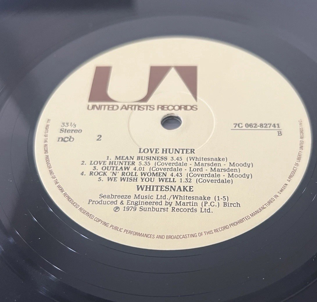 Whitesnake Love Hunter 1979 7C062-82741 Sweden Press NM Vinyl LP