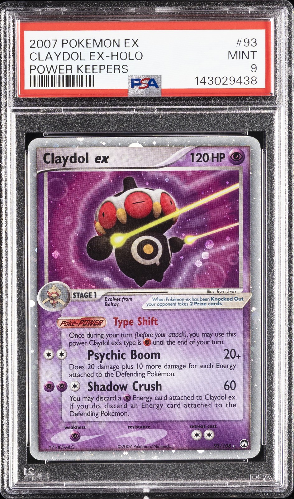 2007 POKEMON EX POWER KEEPERS #93 CLAYDOL EX-HOLO PSA 9