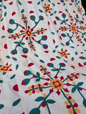 Antique 1870s Hand-Appliqued Quilt Top Rose Whig Democrat Rose Variation