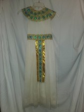 Spirit Cleopatra Halloween Costume Child Size 8-10 White Blue Gold Dress