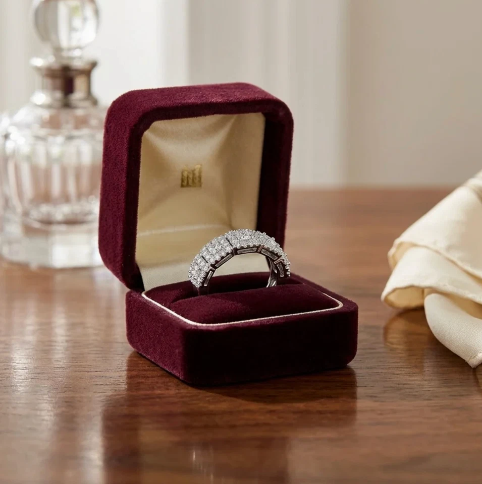 Princess Cut Diamant Square Halo Band 14K Weißgold Ring 0.75 CTW - Bild 4 von 4