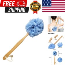 Back Scrubber for Shower Body, Long Handle Bath Brush with Loofah Sponge, Exfo