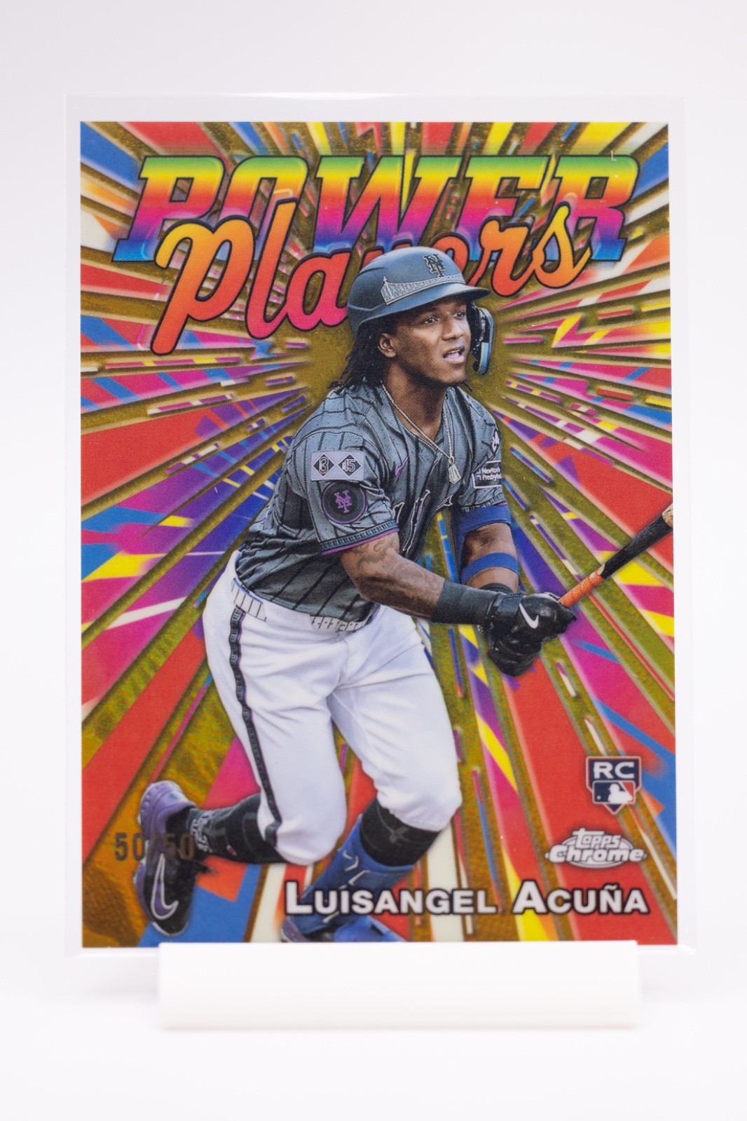 2025 Topps Chrome Luisangel Acuna Power Players Gold Refractor 50/50 Bookend!