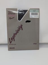 Vintage Sears Legtricity Regular Pantyhose Size Q New Off Black Sandalfoot