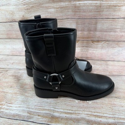 Dolce Vita Womens Black Faux Leather Biker Harness Boots Side Zip US 7 1906852