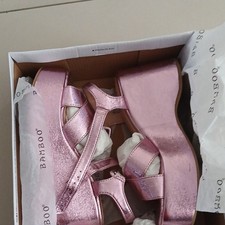 Bamboo Platform Sandal Metallic Pink Ankle St...