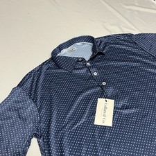 NWT Collars and Co Dress Collar Polo Shirt Men 2XL Blue Geometric Print Stretch