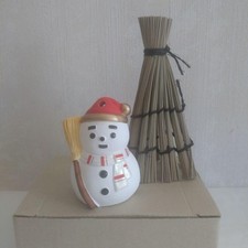 Clay Bell Dorei Snowman Figurine, H8Cm, Entrance Decoration Japanese USED K