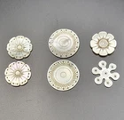 6 x Victorian Mother of Pearl Thread Winder, Pin Cushion Ends, Spool End