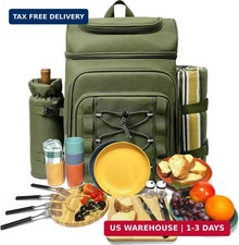Hap Tim Picnic Basket Backpack for 4 Person with Blanket, Insulated Leakproof Co