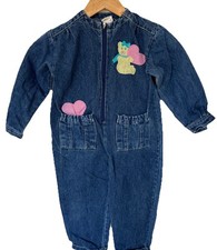 Vintage Little By Little Kids Overall Denim Jumper Girls Sz 3t