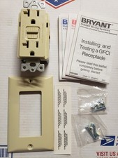 BRYANT GF53IA GFCI RECEPTACLE, IVORY 20A 125V AC 5MA TRIP LEVEL