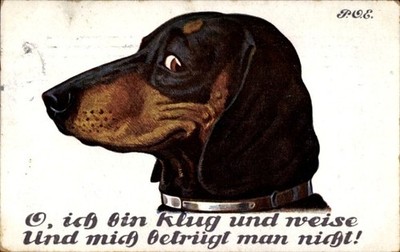 Artist Postcard Engelhardt, P. O. E., Dachshund Portrait, O, I'm Smart... - 11157726