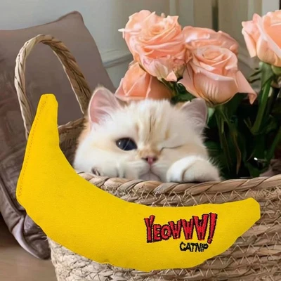 Banana Singles Katzenspielzeug - Natürliche Katzenminze Plüschtier für verspielte Kätzchen & Katzen