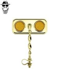 1x ORIGINAL LOWRIDER Rectangle Gold Mirror Single Flat Twisted Amber Reflectors.