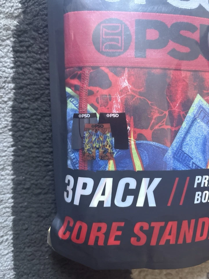 Paquete de 3 calzoncillos boxer premium estándar PSD para hombre talla mediana Foto 3 de 4