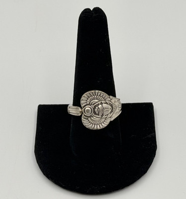 Vintage Silver Plate Rogers Scarab Egyptian Revival Spoon Ring Size 9.5