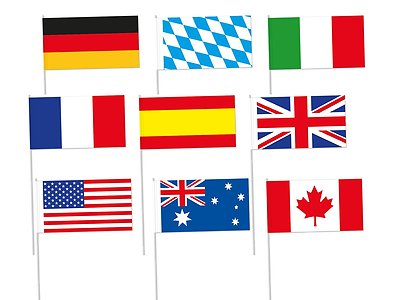 LÄNDER DEKO - 10 Papierfähnchen Papierfahnen Party Fahne Flagge Event Dekoration