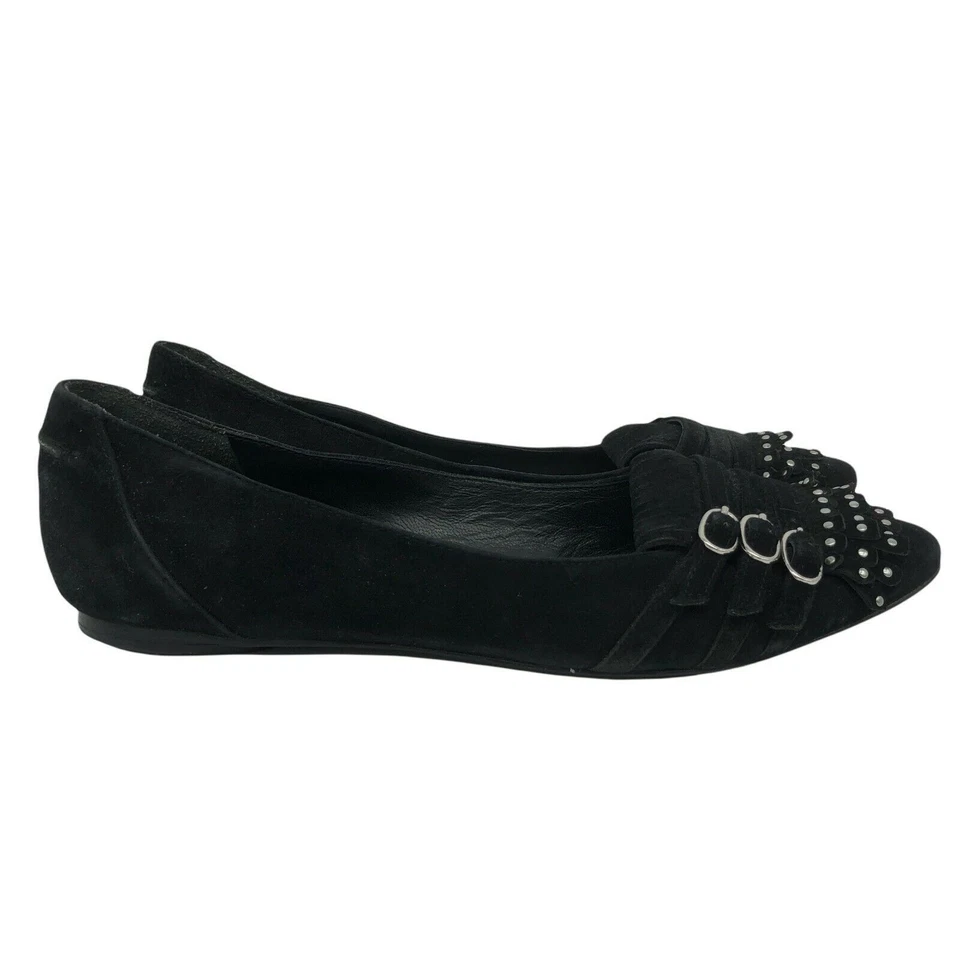 Belle Sigerson Mujer Talla 8 B Morrison Belle Kiltie Plano Negro Tejido Cuero Foto 3 de 4