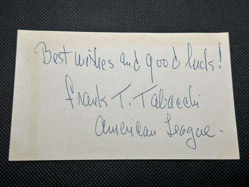 Frank Tabacchi Signed Index Card 3x5 Umpire AL