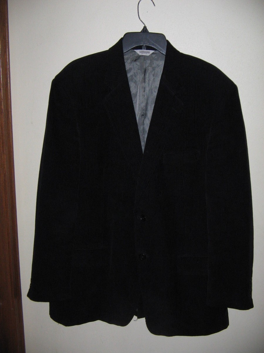 Joseph Feiss Mens Black Corduroy Blazer Sports Coat 42R Casual Jacket  CLEAN