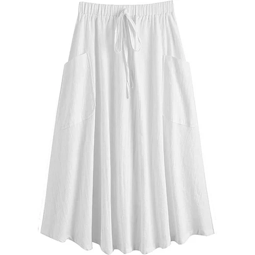 Lady Skirt Casual Summer Womens Loose Midi Length A-Line Skirt with Pockets - Picture 7 of 33