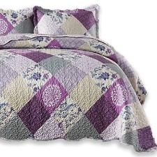 ENJOHOS Purple Queen Quilt - Bedspreads Queen Size, Reversible Patchwork Flor...