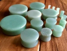 PAIR Green Adventurine Organic Stone Plugs Gauges - up to 38mm available! 