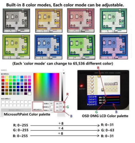 Gameboy DMG Classic ✩ IPS OSD V4 LCD Backlight Display ✩ wiederaufladbar (USB-C) - Picture 12 of 14